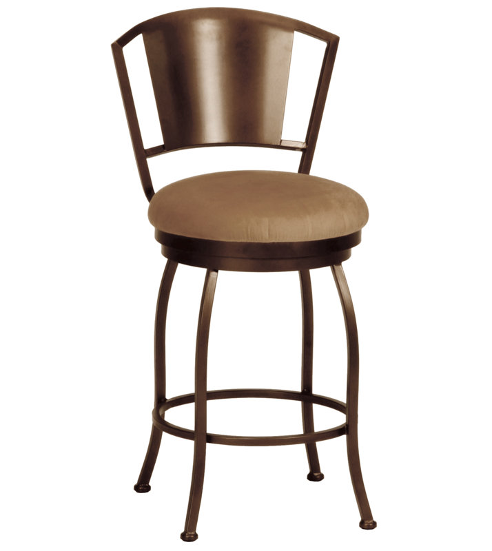 Eglinton Swivel Upholstered Counter Stool with Metal Frame, Ford Brown, Matte Black, Counter Stool (26" Seat Height)
