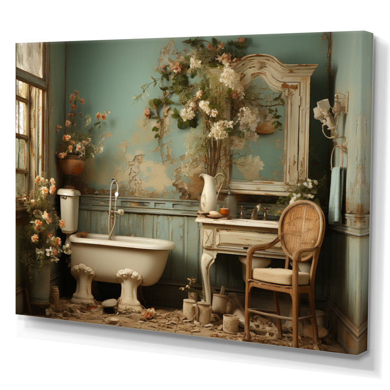 «Bathroom Bathroom Bathroom Vintage Charm III», décoration murale pour salle de bain, H 12 po x l 20 po x P 1 po