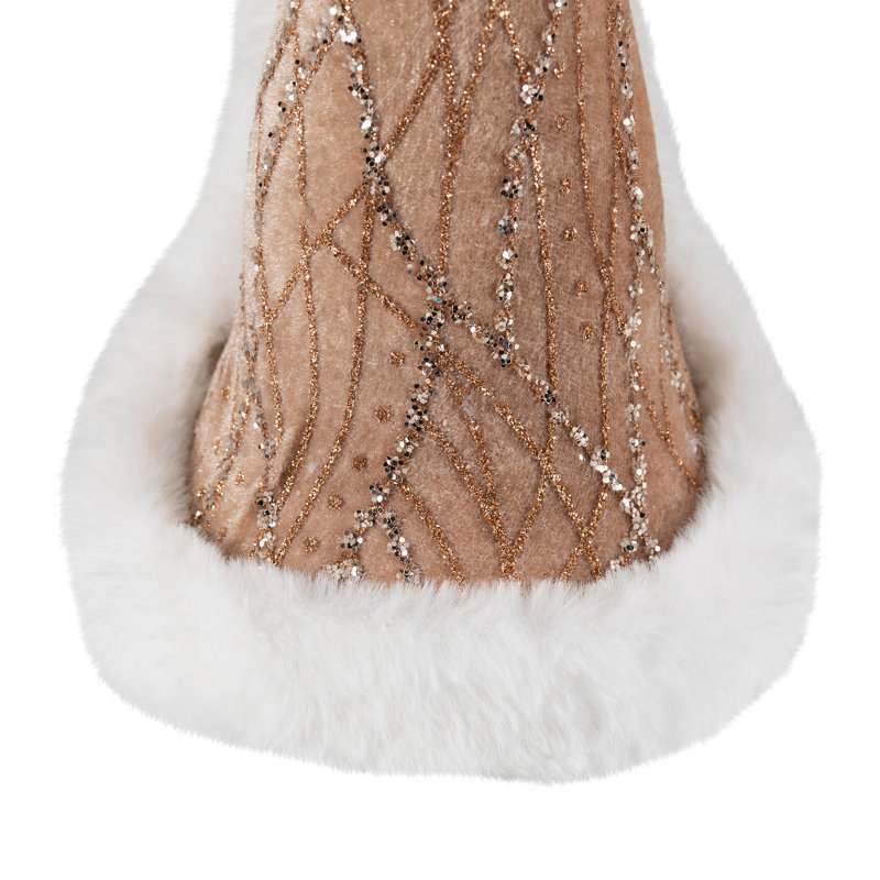 Santa Gnome Holding Pine Sprigs In Plush Winter Hat Christmas Figure - 19"