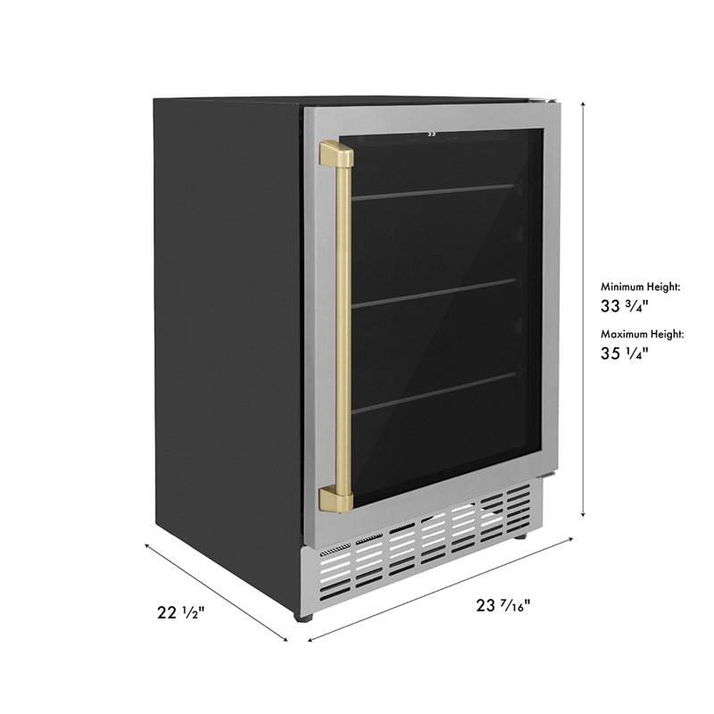 ZLINE 24" Monument Autograph Edition 154 Can Beverage Fridge in Stainless Steel, Champagne Bronze
