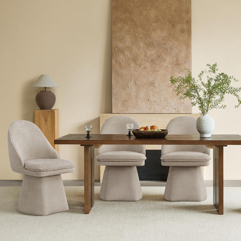 Chaise rembourrée pivotante en tissu Lomena, Kaki