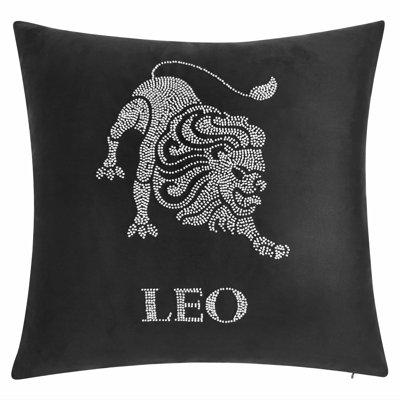 Zodiac Astrology "Leo" Velvet Beaded Decorative Pillow