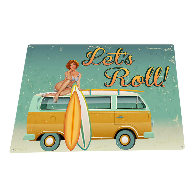 Enseigne rétro «Lets Roll»