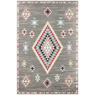 Tapis gris / rose / bleu Wilmoth Southwestern