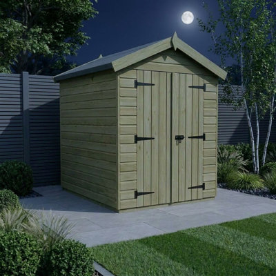 Total Sheds 4ft x 6ft Apex Garden Shed - Double Door - No Windows - Pressure Treated Timber - UK Manufactured