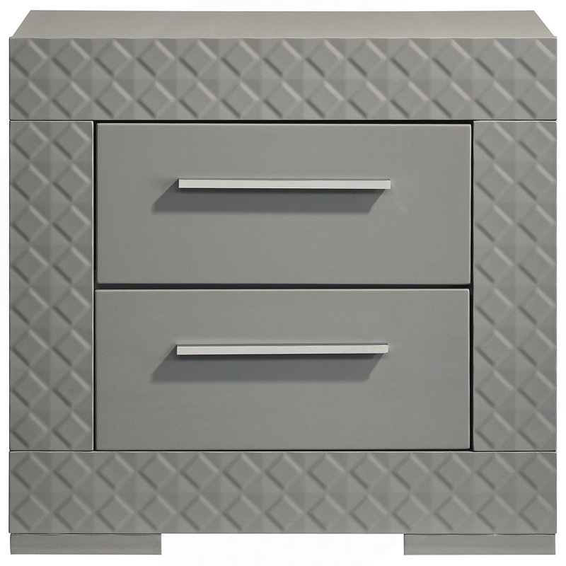Table de chevet 2 tiroirs Pierce Grey, Gris