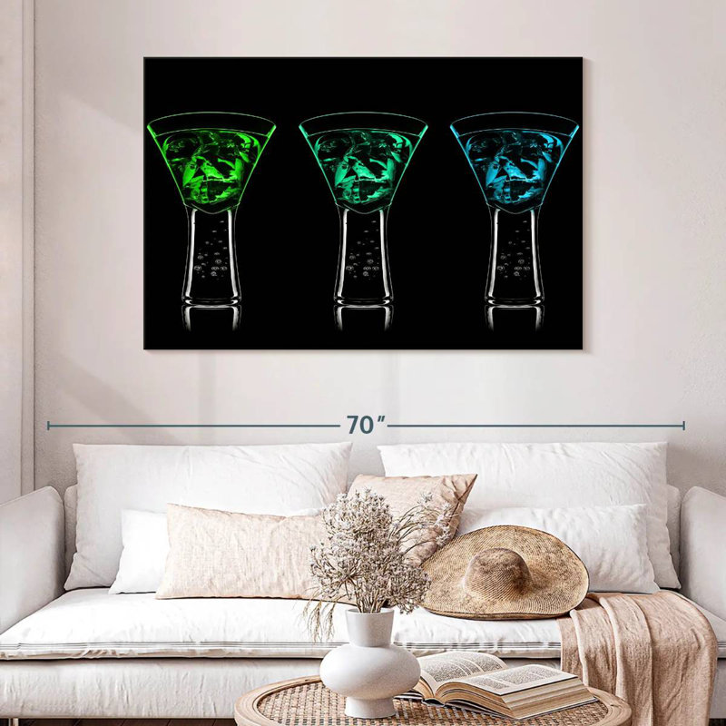 Yarlin Blue Green Cocktails, 32" H x 48" W