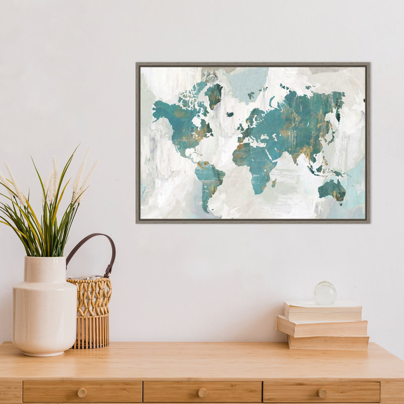 Reproduction d’art sur toile, "Teal World Map" par Pamela Collabera