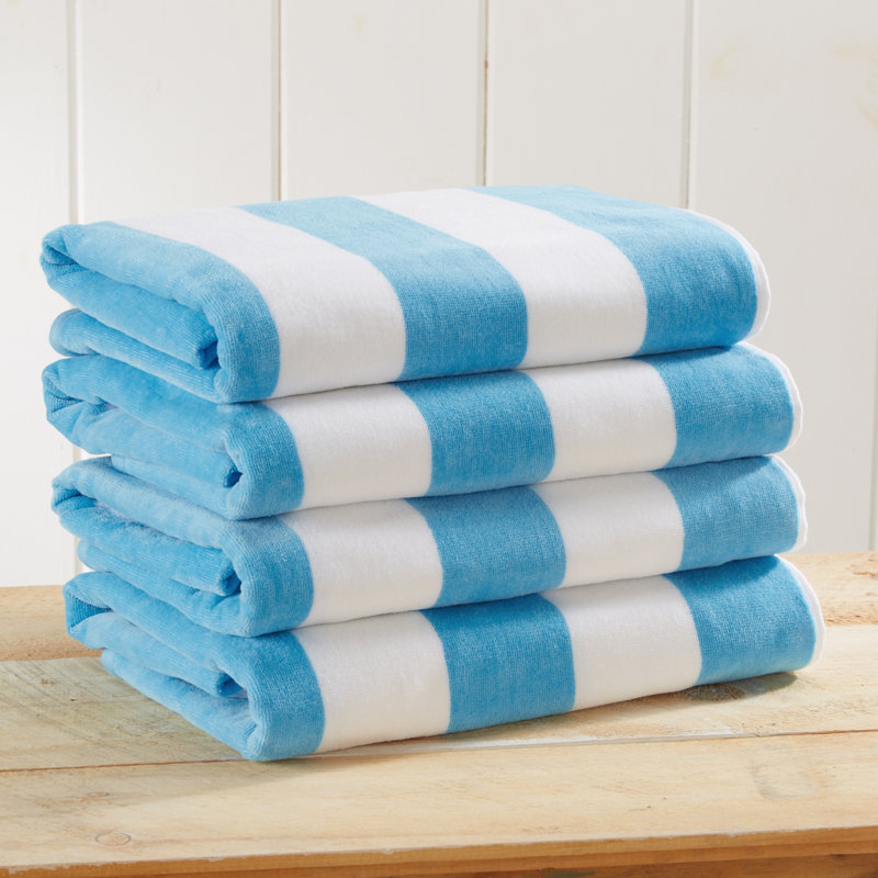 100% Cotton Absorbent & Quick-Dry Cabana Beach Towels, Air Blue