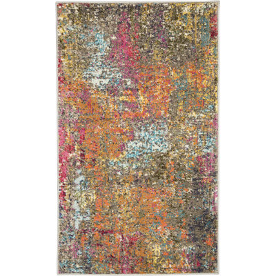 Tapis abstrait bleu / orange Allegro