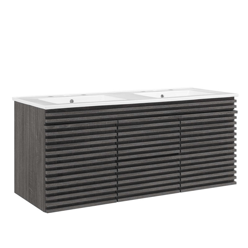 Meuble-lavabo mural 48 po Modway Render, Blanc, Gris anthracite