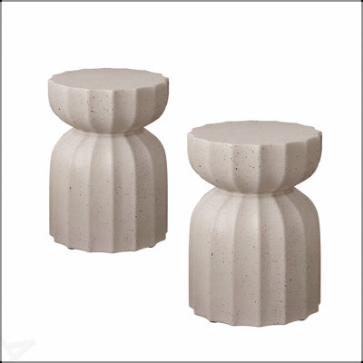 13-Inch Modern Waterproof Coffee And Side Table Set, Durable Mgo Cement, Perfect For Indoor And Outdoor Use, Patio And Living Room, 2PC