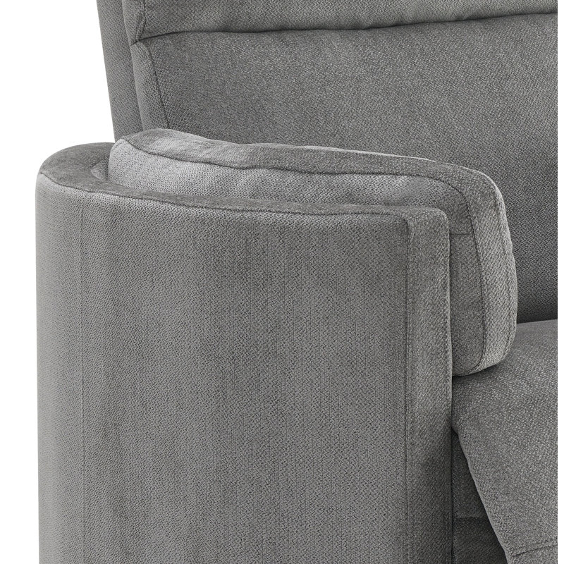 Sagen Glider Recliner With Swivel, Charcoal Gray Chenille