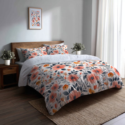 Ensemble de literie 3 pièces Garden - Ensemble de housse de couette et coussin décoratif Nature