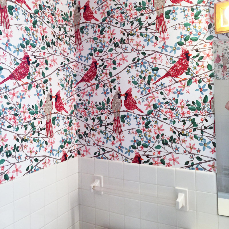 Panneau de papier peint adhésif Balsam, Rouge / Vert