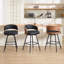 Tabouret de comptoir pivotant en faux cuir 26,77 po avec dossier en bois cintré-1251575375