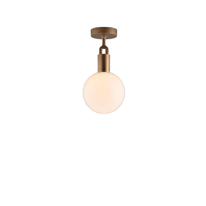 1 - Light Semi Flush Mount, Medium, Brass, Opal