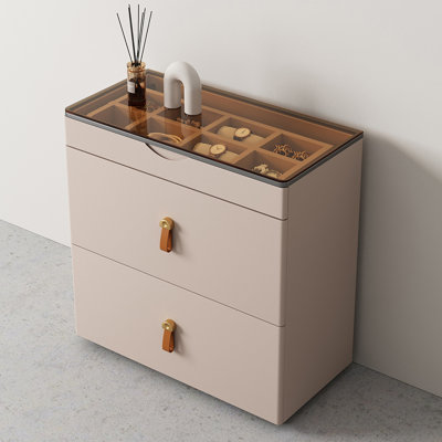 High-quality Modern Nightstand,Glass Top,No assembly required