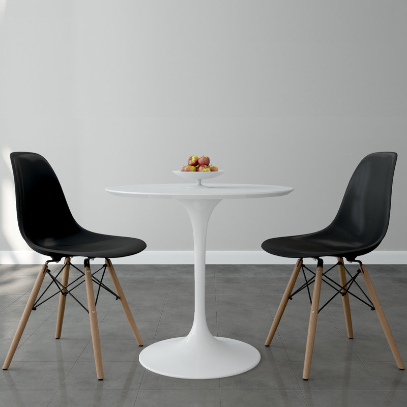  Ensemble de table de salle à manger rose et pieds Eiffel, H 29 po x l 31,5 po x P 31,5 po, Noir