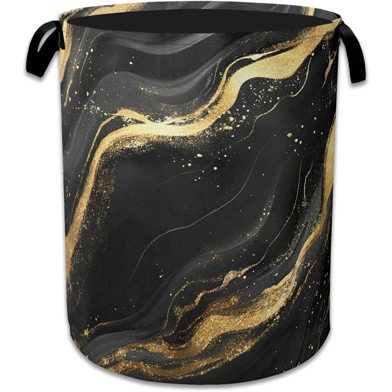 Marble Laundry Basket,Foldable Waterproof Oxford Cloth Tote Bag  Flowing Marble Laundry Hamper With Handles, Clothes Storage Bucket Organizer For Laundry Room, Bathroom, Bedroom
