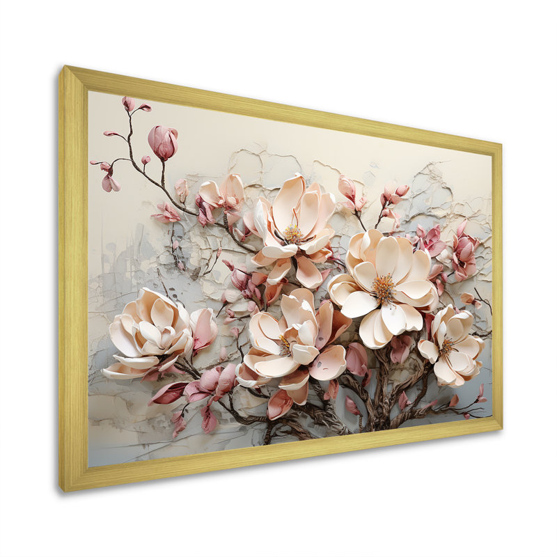 Lavish Magnolia Tree III sur impression sur toile, Cadre doré simple, H 30 po x l 40 po x P 1,5 po
