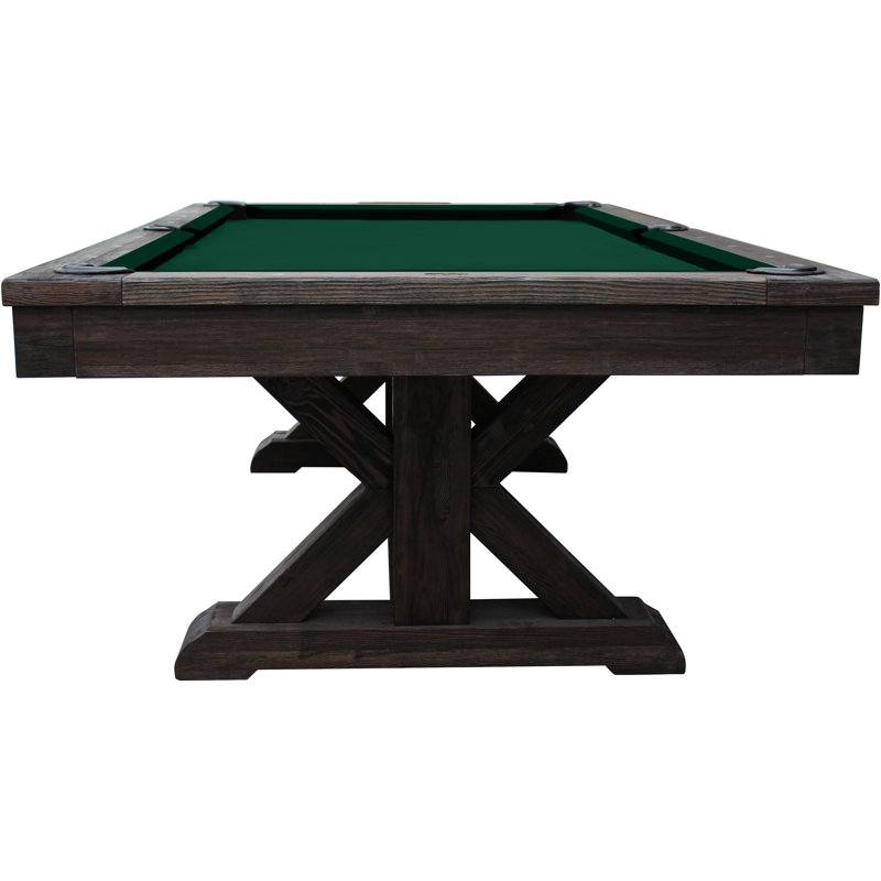 Brazos River Weathered 8' Slate Pool Table with Professional Installation Included, Weathered Black, Bottle Green