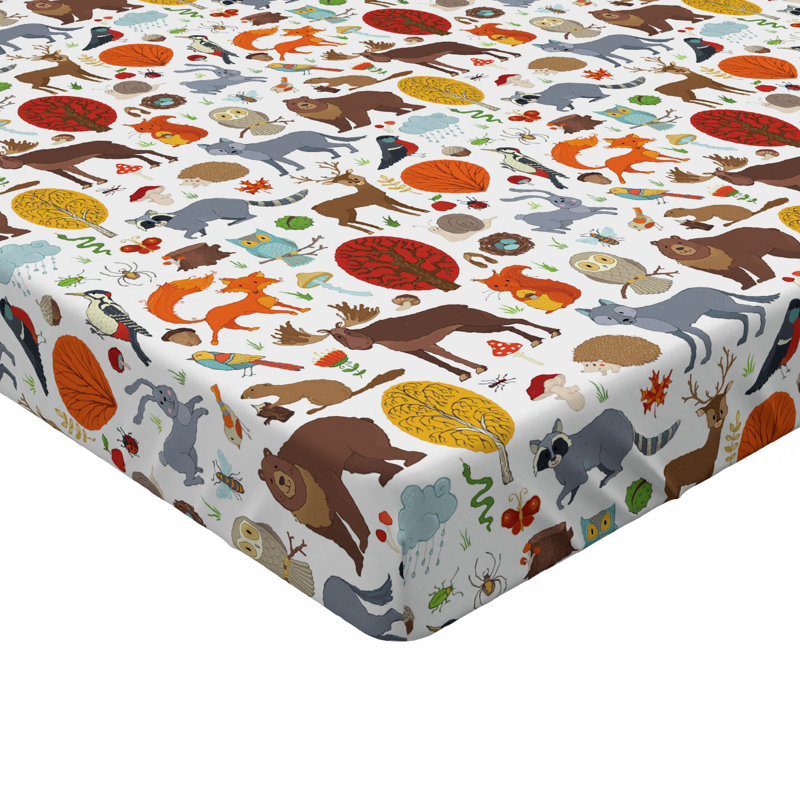 Woodland Animals Microfibre Jersey Knit Fitted Sheet, European Kingsize (160 x 200cm)
