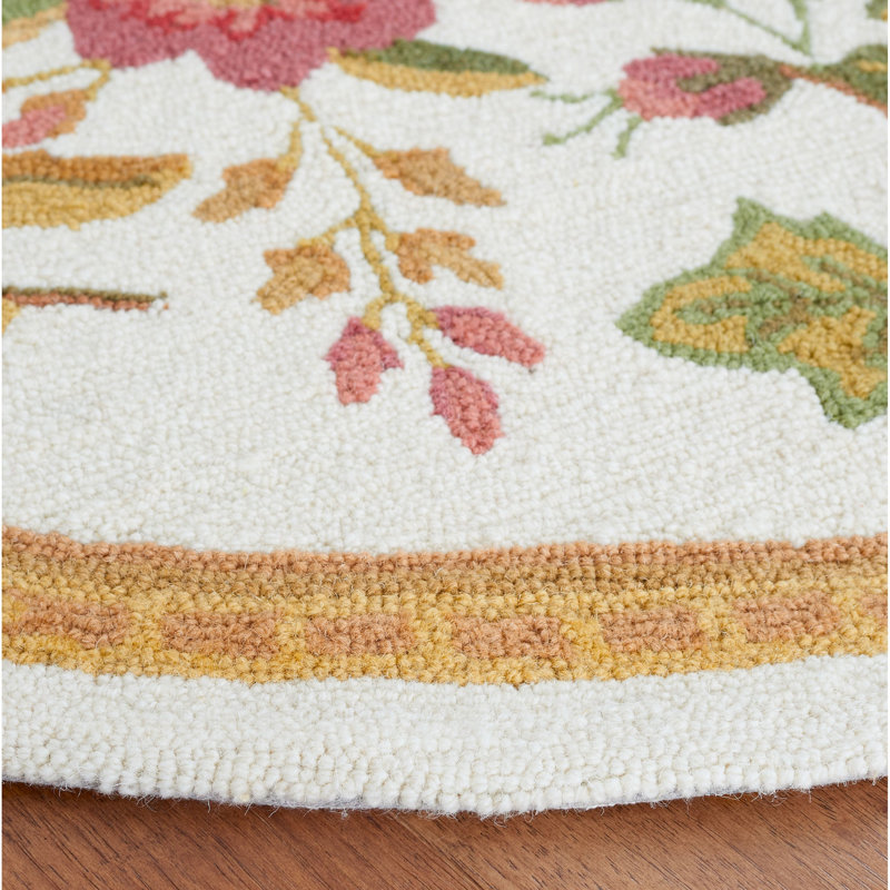 Tapis en laine crocheté à la main à motif floral Kinchen, Ovale 7 pi 6 po x 9 pi 6 po
