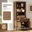 Garde-manger cannelé de 71,6 po de hauteur avec tiroir, armoire de présentation en bois avec portes et tablettes réglables, armoire moderne et polyvalente pour la salle à manger, la chambre à coucher-129787483