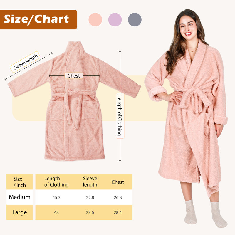 Peignoir avec poche Tirrinia, Rose, H 45,3 po x l 26,8 po