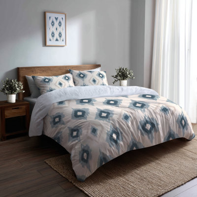 Ensemble de literie moderne de 4 pièces - Ensemble d'édredon Ikat Diamond