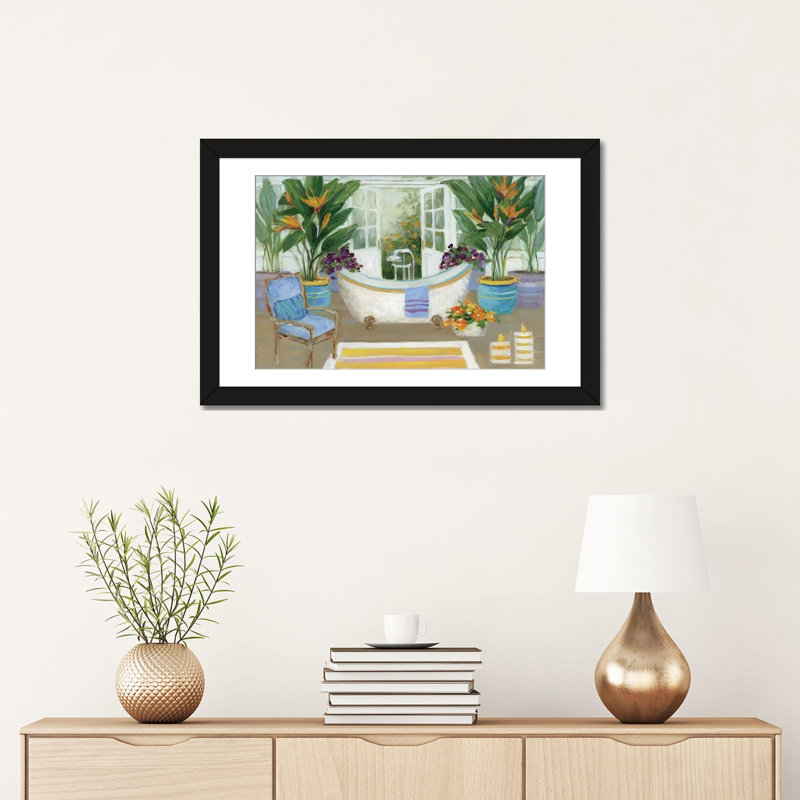 « tropical island spa i », impression sur toile, H 16 po x l 24 po x P 1 po, Papier d'art encadré noir, Blanc