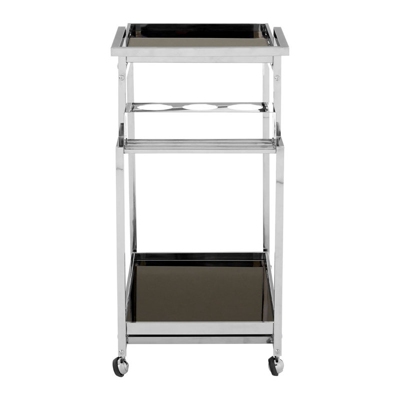 Anaya Metal Bar Cart, Silver