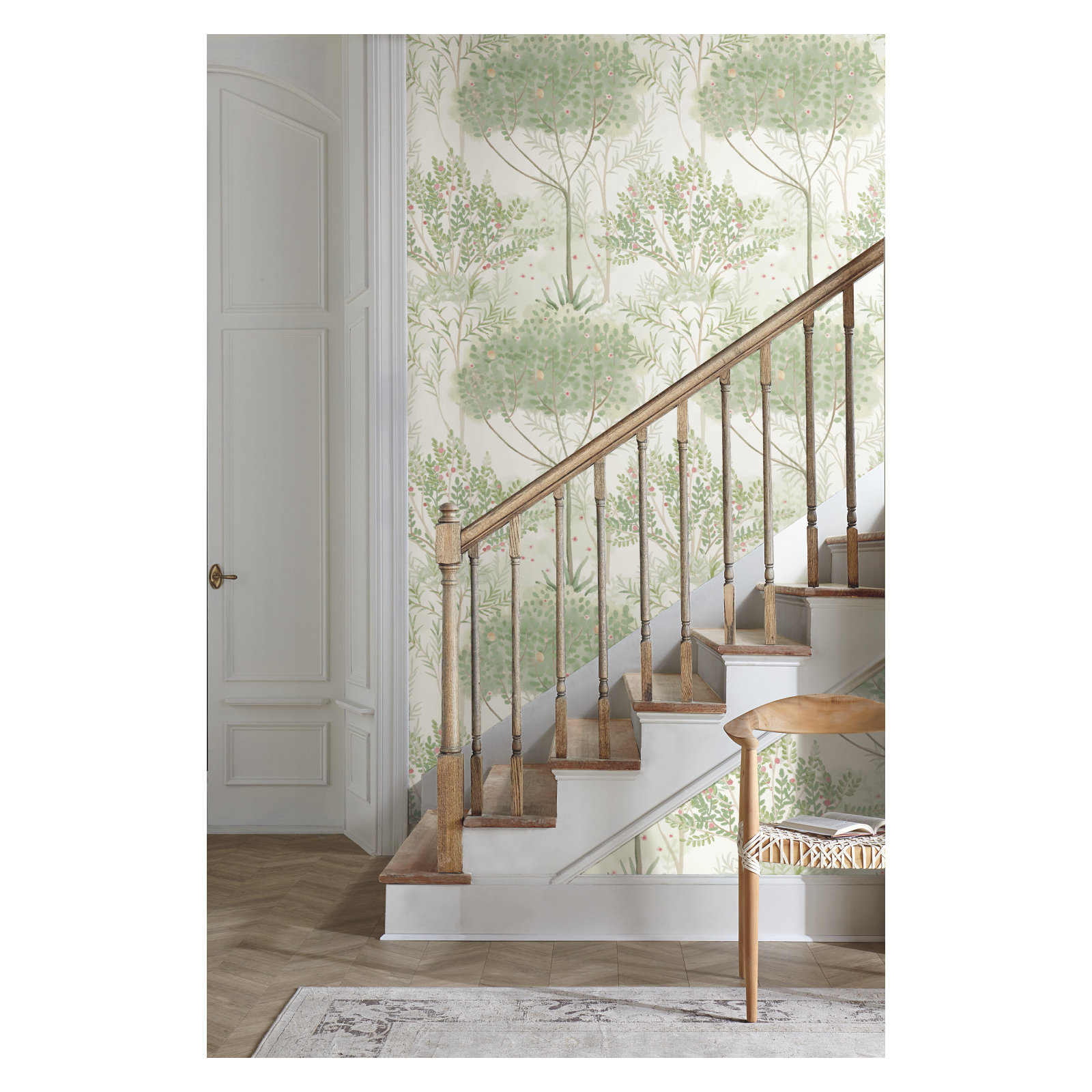 Astin Floral Double Roll, White/Green
