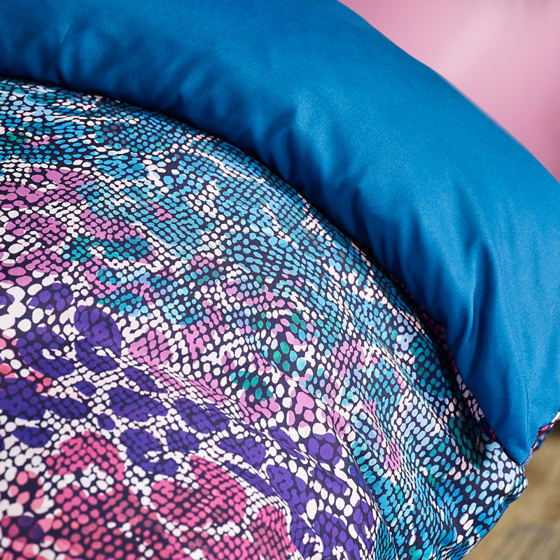 Satin Animal Print Duvet Cover Set Teal, Single Duvet Cover Set + 1 Pillowcase