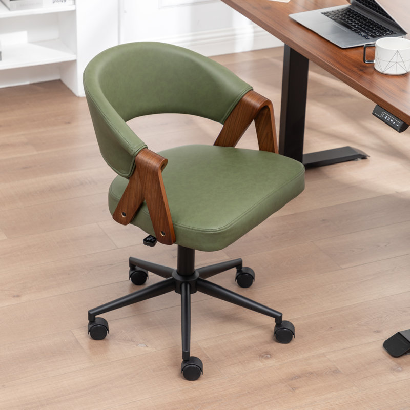 Bryonie Faux Leather Swivel Office Chair, Green