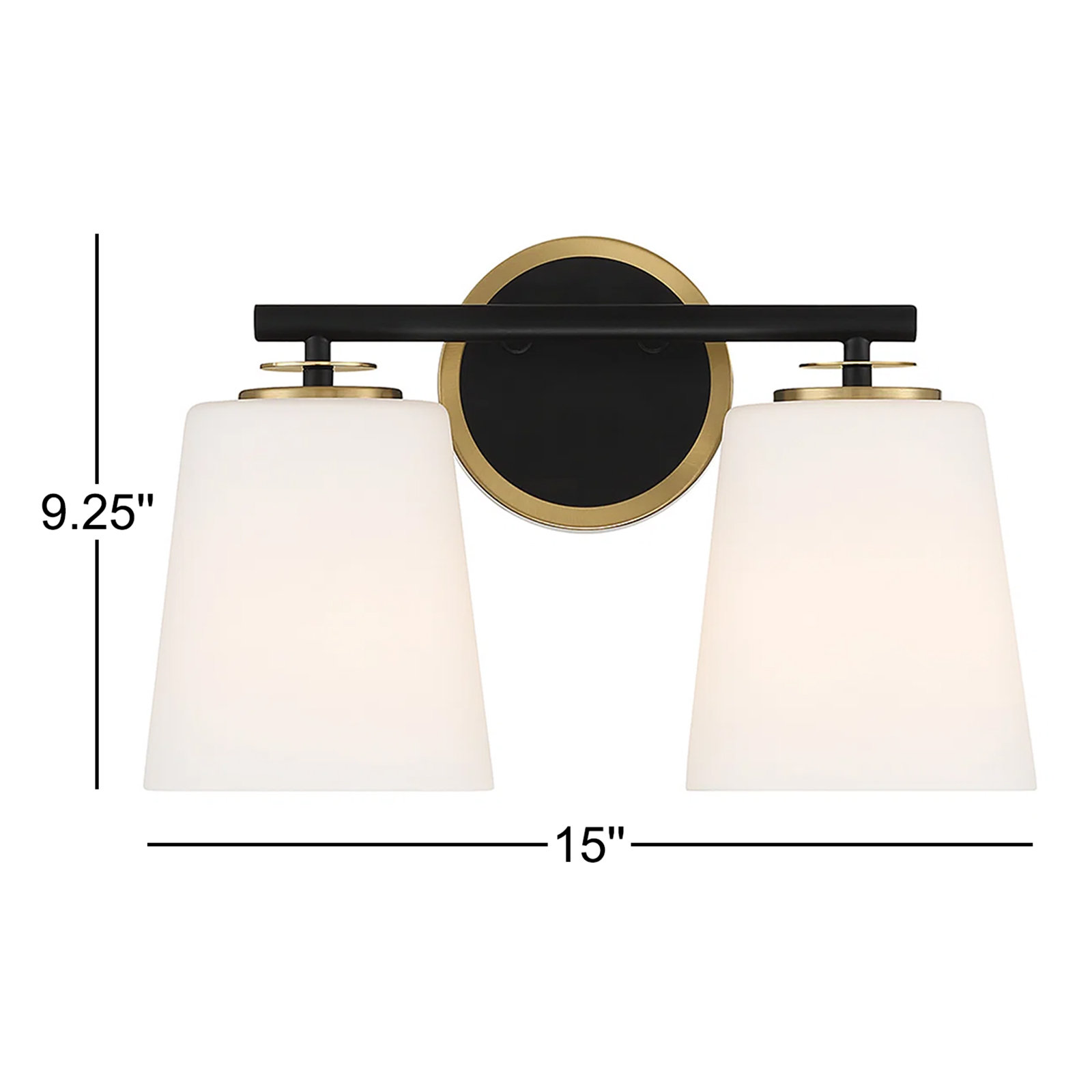 Derby 2-Light Bathroom Vanity Light In Matte Black And Natural Brass