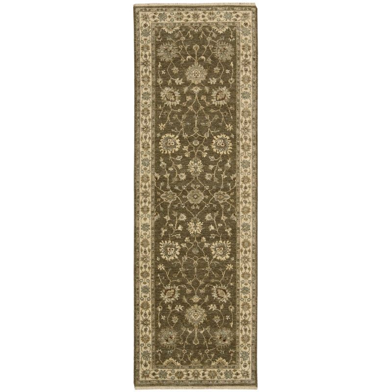 Chocolate Hand-Knotted Wool Persian Runner Rug