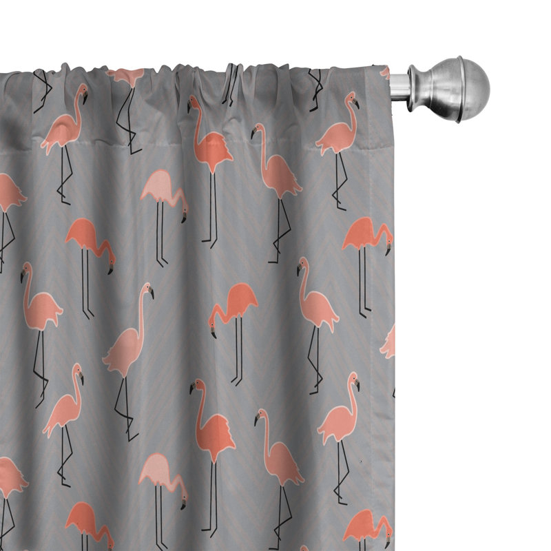 Flamingo Chevron Semi-Sheer Rod Pocket Curtain Panels, 28" x 84"