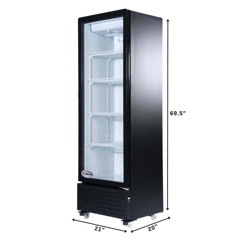 Black 23" Glass Door Commercial Display Refrigerator Cooler, 10 cu. ft.