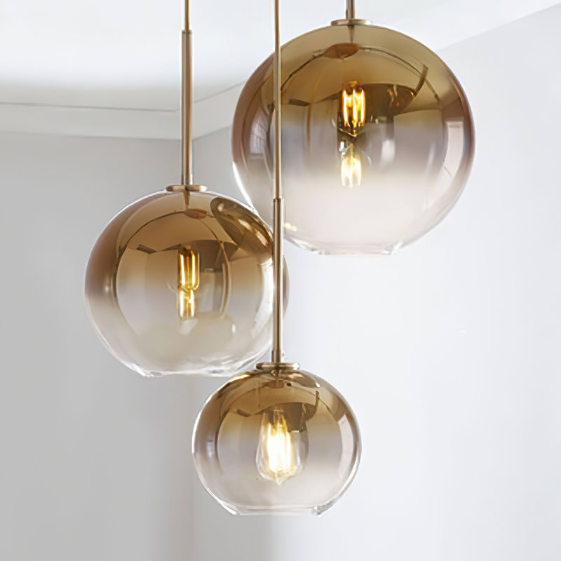 Nordic Gradient Glass 3-Light Globe Pendant Light