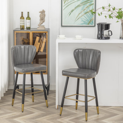 Upholstered Counter Stool with Metal Frame