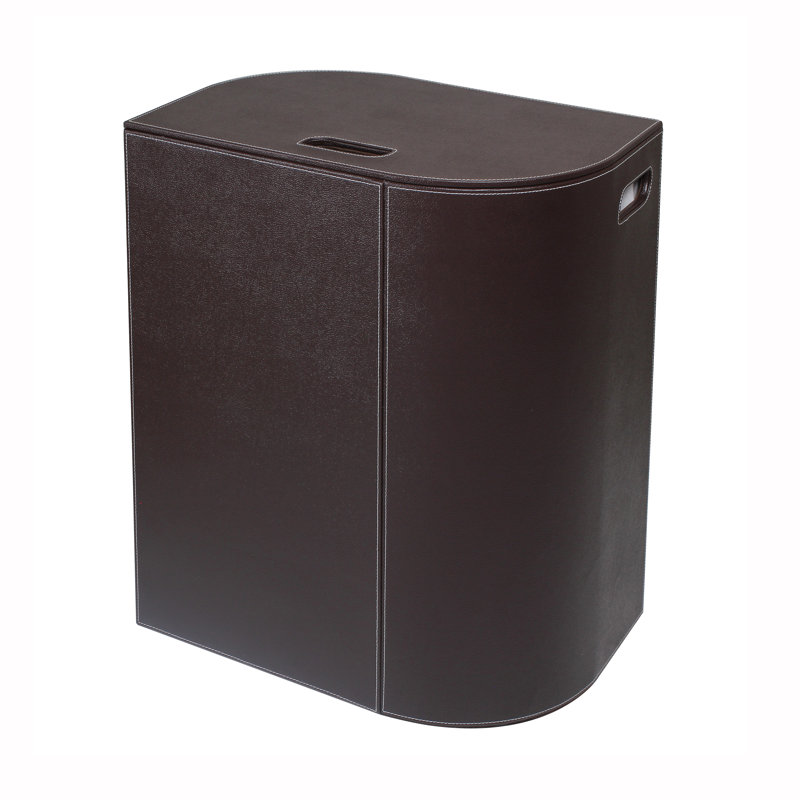 Ecopelle Wood Laundry Hamper with Handles, Dark Brown