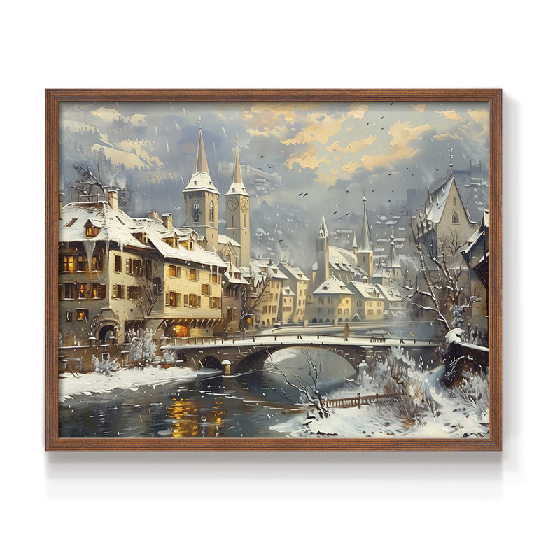 Landscape Series-CLXXXVIII -Framed Print - Restickable, H 8 po x l 10 po, Noyer