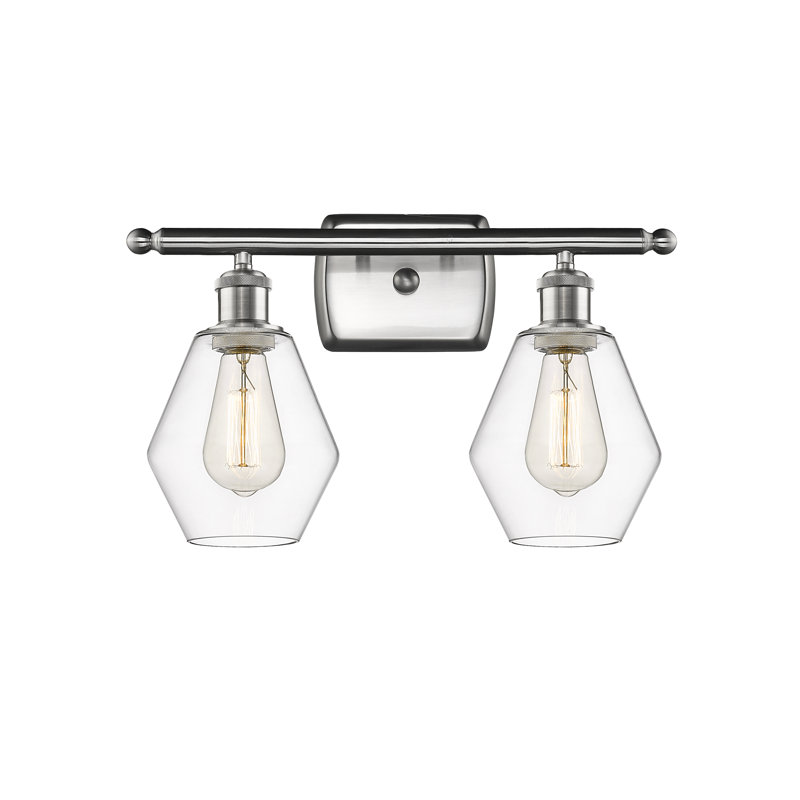 2 - Light Dimmable Vanity Light, Clear, Brushed Satin Nickel