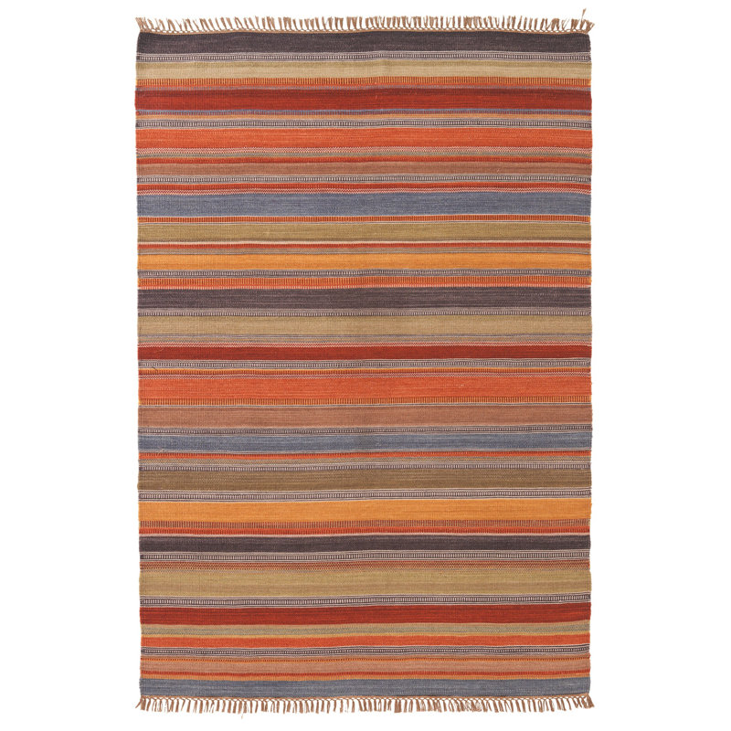 Downen Rectangle Striped Wool Hand Woven Kilim, Rectangle 75 x 120cm