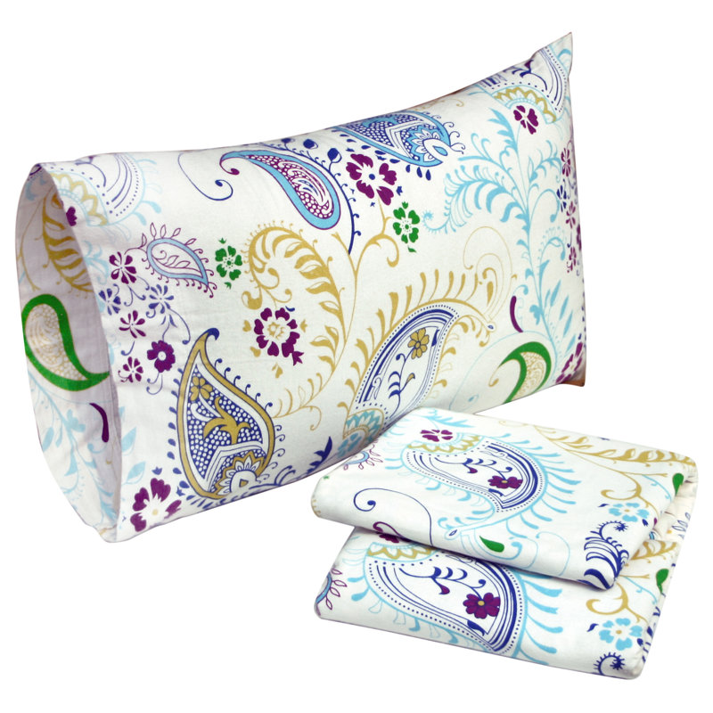 Flannel Paisley Sheet Set, King Sheet Set with 2 Pillowcases