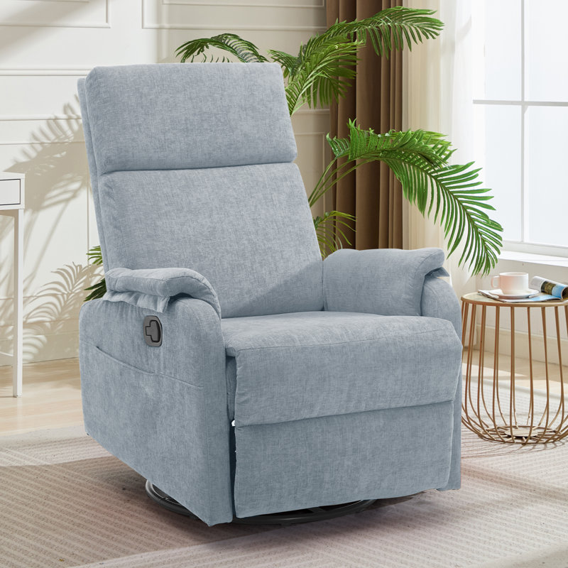KORSER Recliner Chair, Small Recliner For Small Space,  Manual Recliner With Side Pocket , Recliners For Living Room, Blue