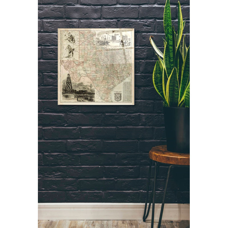 «Map of Texas» par Vision Studio, art mural en verre acrylique, H 24 po x l 24 po