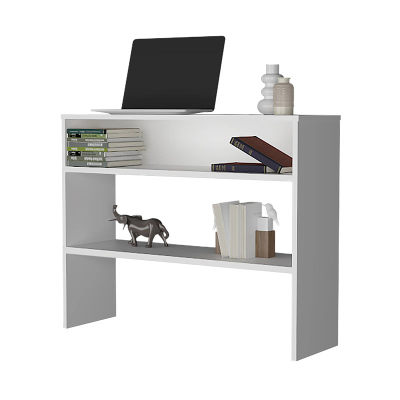 Contemporary White Console Table With Open Storage For A Chic Outdoor Space Elegant Luxurious Living Area, White